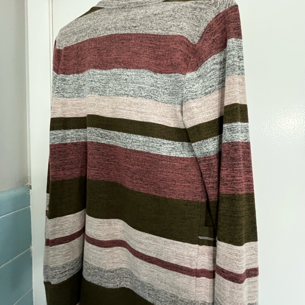 Red and Green Striped Cardigan Sweater - Picture 4 of 4
